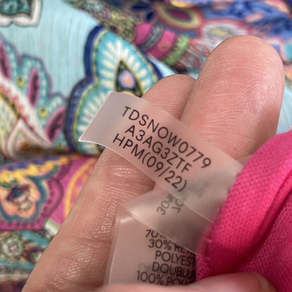 Tommy Hilfiger Women’s Pink Paisley Wrap Asymmetrical Dress Size 16 Fairycore - Picture 11 of 11